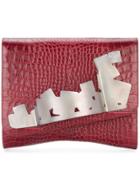 Rula Galayini Crocodile Embossed Broken Cuff Clutch - Red