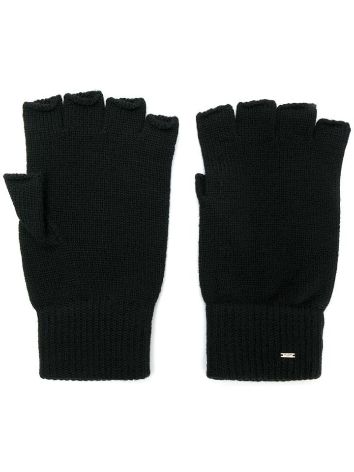 Saint Laurent Fingerless Wool Gloves - Black