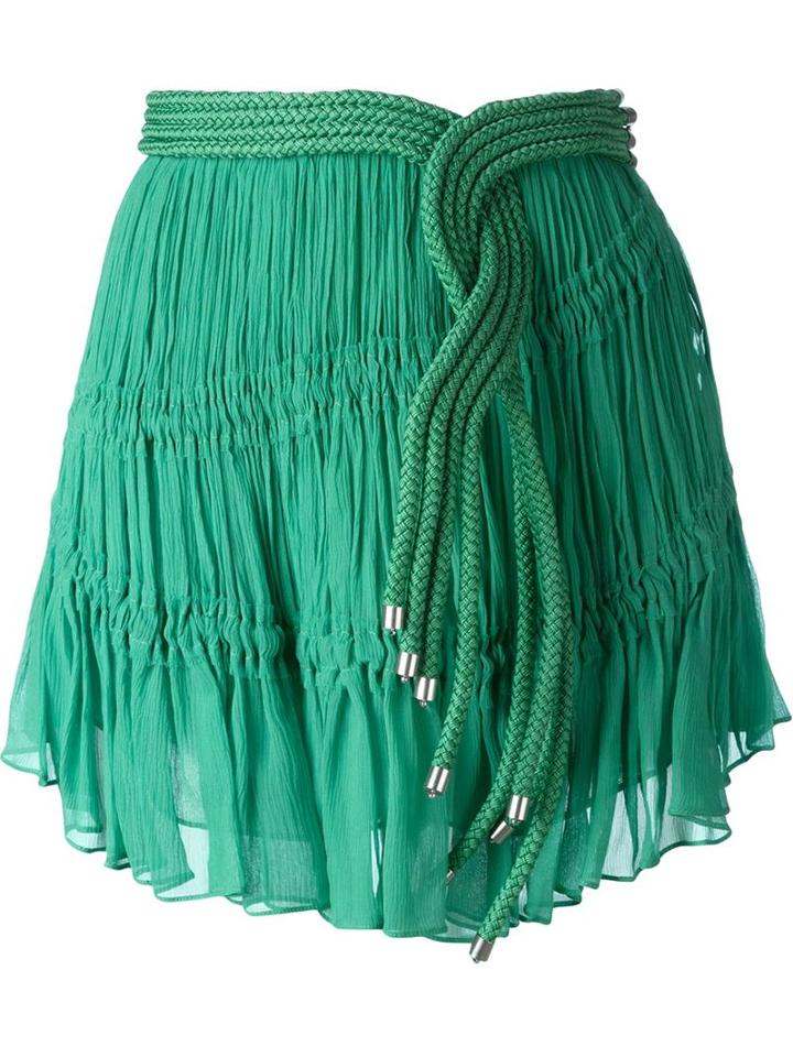 Jay Ahr Rope Detail Mini Skirt, Women's, Size: 36, Green, Silk/nylon