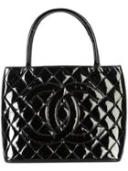 Chanel Vintage Cc Quilted Tote Bag - Black