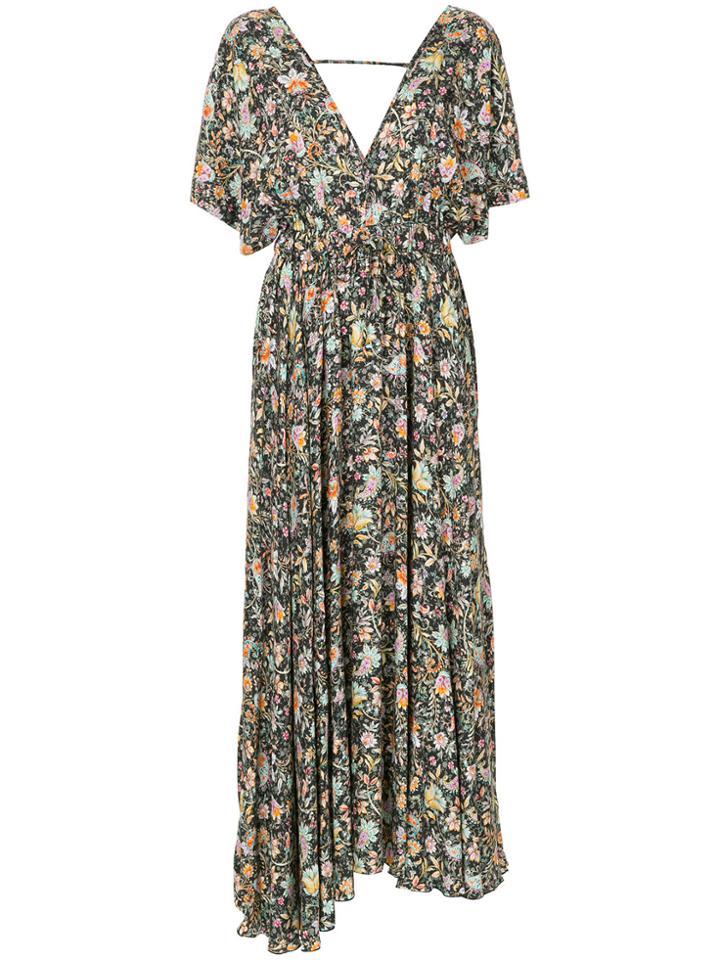 Black Coral Floral V-neck Dress