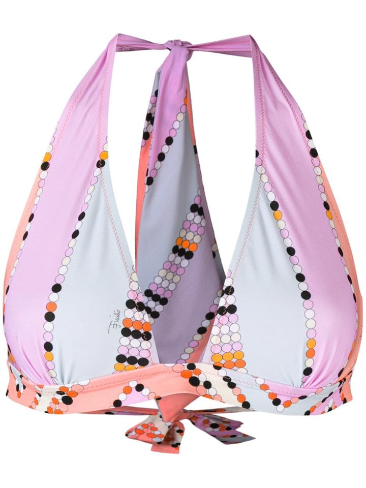 Emilio Pucci Printed Halterneck Bikini Top - Pink & Purple
