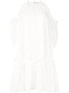 Msgm Cold Shoulder Dress, Women's, Size: 38, White, Cotton/polyester