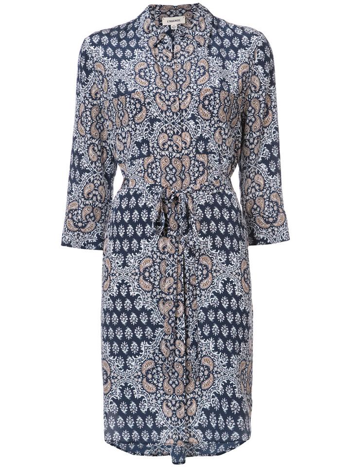 L'agence - Floral Print Shirt Dress - Women - Silk - S, Blue, Silk