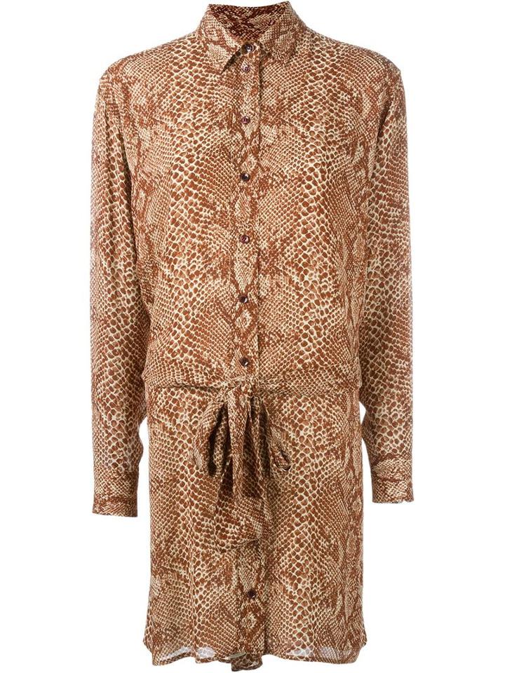 Saint Laurent Snakeskin Print Shirt Dress