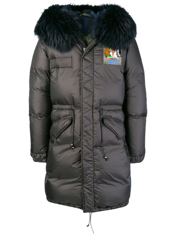 Mr & Mrs Italy Fur-trimmed Medium Parka - Grey