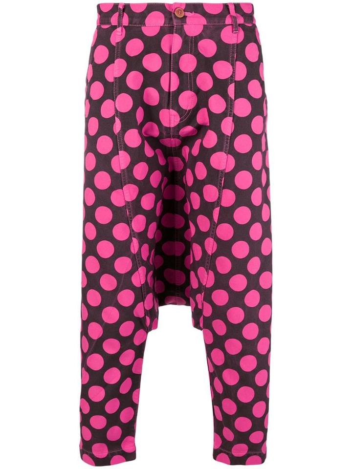 Comme Des Garçons Pre-owned Drop Crotch Dotted Trousers - Pink