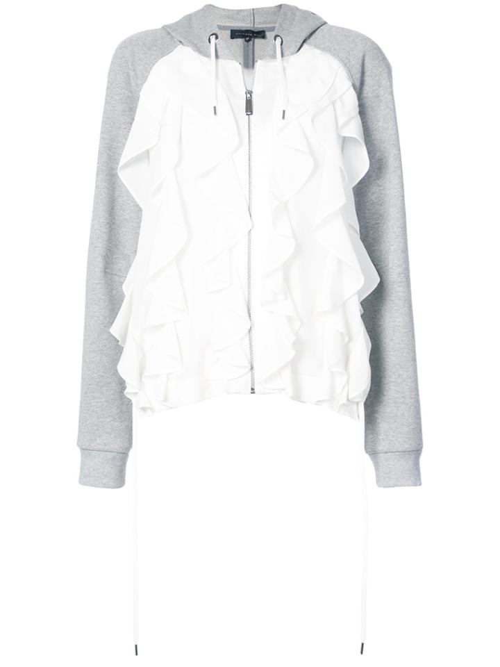 Barbara Bui Ruffle Front Hoodie - Grey