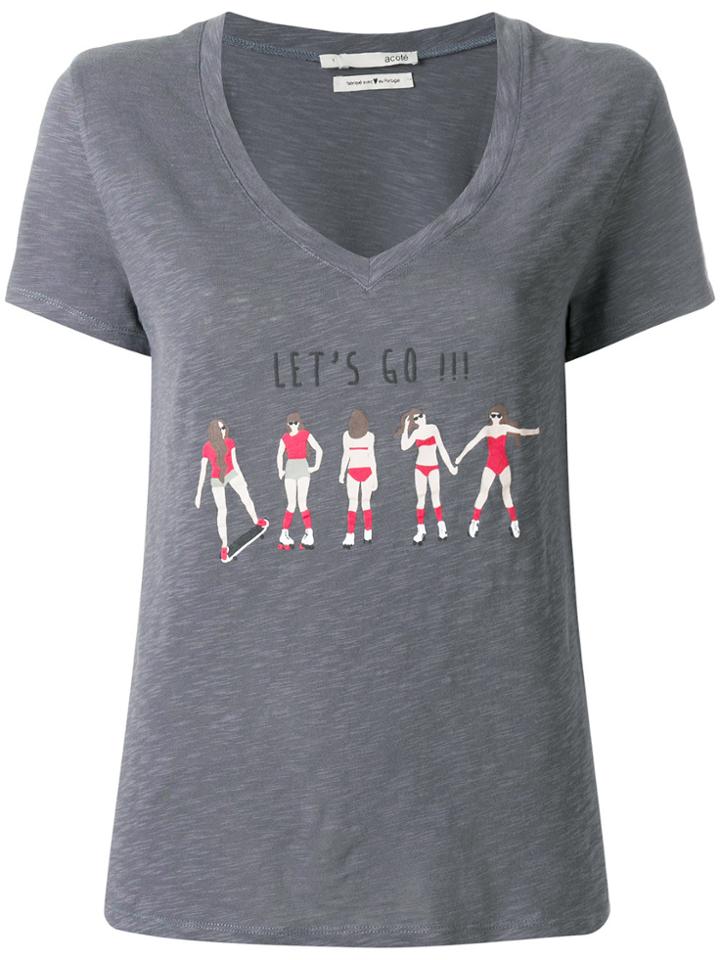Cotélac Let's Go Print T-shirt - Grey