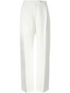 Alexander Mcqueen Side Striped Palazzo Pants, Women's, Size: 40, White, Silk/cupro/virgin Wool