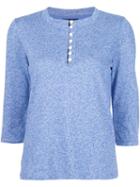 A.p.c. Buttoned Top, Women's, Size: Medium, Blue, Cotton/linen/flax