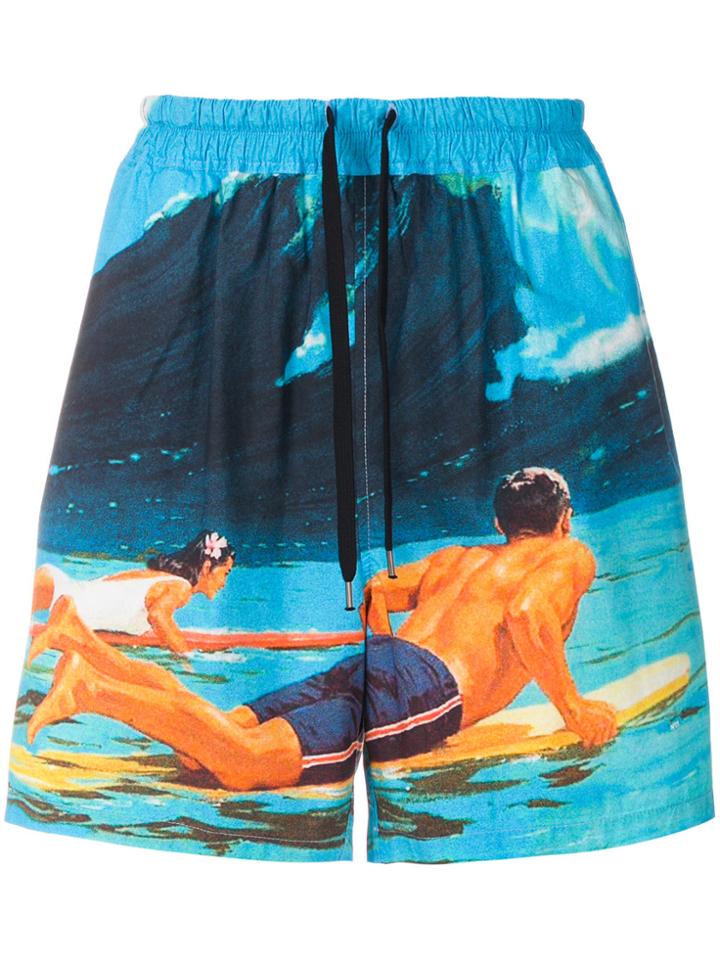 No21 Surf Print Deck Shorts - Blue