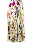 Gucci Floral Print Pleated Skirt - Neutrals