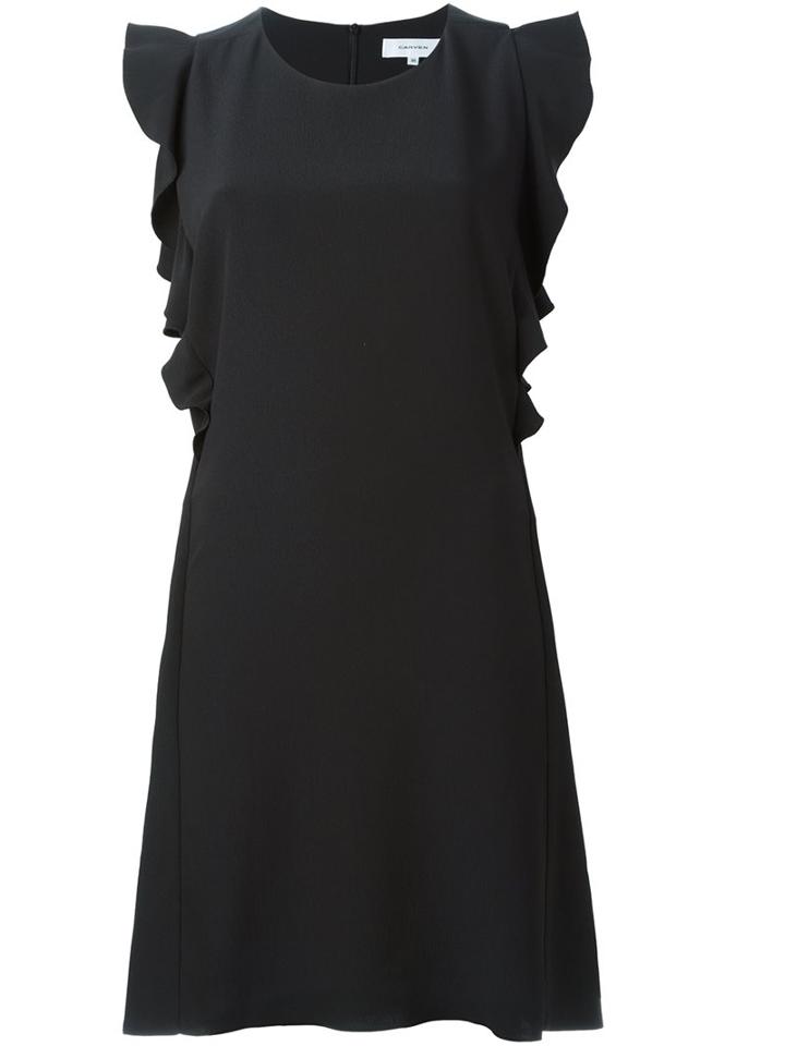 Carven Ruffle Trimmed Dress, Women's, Size: 42, Black, Polyester