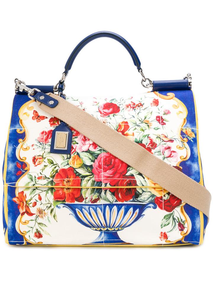 Dolce & Gabbana - Large Sicily Handbag - Women - Cotton/calf Leather - One Size, Cotton/calf Leather