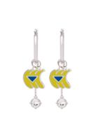 Prada Silver Earrings With Charm - Yellow