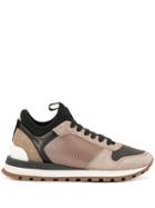 Brunello Cucinelli Panelled Leather Sneakers - Brown