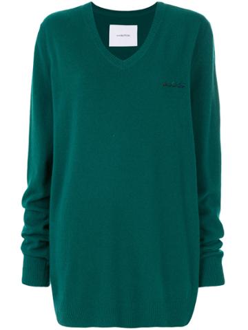 Push Button Embroidered Detail Jumper - Green