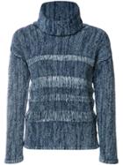 Ag Jeans High Neck Jumper, Women's, Size: Large, Blue, Cotton/wool
