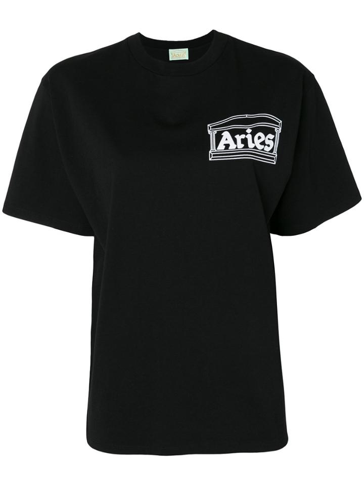 Aries Logo Print T-shirt - Black