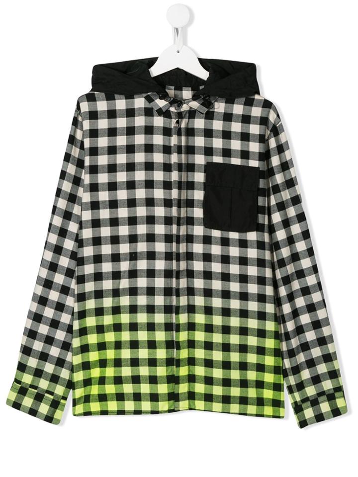 Cinzia Araia Kids Teen Hooded Checked Shirt - Black