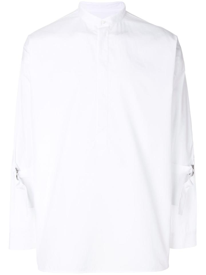Jil Sander Oversized Mandarin Collar Buckled Shirt - White