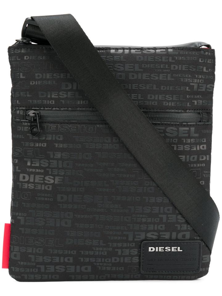 Diesel Logo Print Shoulder Bag - Black