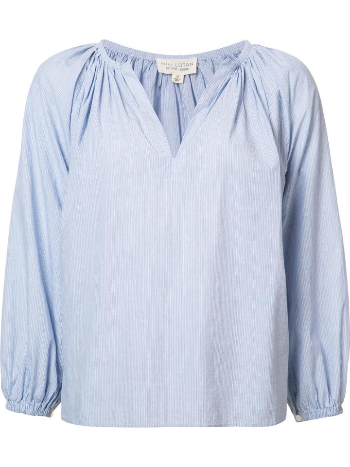 Nili Lotan Striped Blouse, Women's, Size: Large, Blue, Cotton