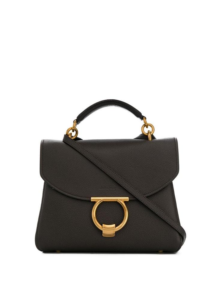 Salvatore Ferragamo Gancini Motif Tote - Brown