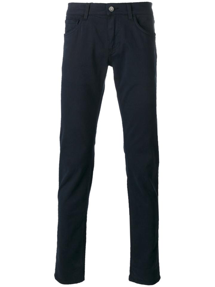 Dolce & Gabbana Gold 14 Slim Fit Trousers, Men's, Size: 52, Blue, Cotton/spandex/elastane