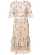 Needle & Thread Floral Embellishment Sheer Dress, Women's, Size: 4, Nude/neutrals, Polyester/nylon