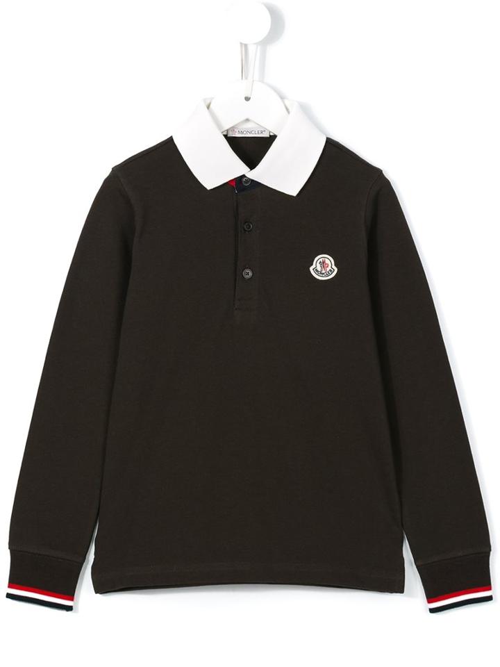 Moncler Kids Long Sleeve Polo Shirt, Boy's, Size: 6 Yrs, Brown