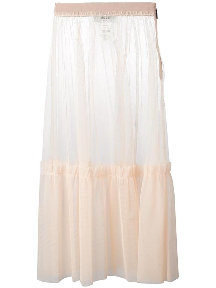 Msgm Sheer Pleated Skirt, Women's, Size: 38, Nude/neutrals, Polyamide