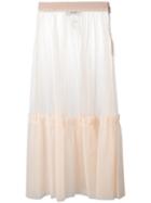 Msgm Sheer Pleated Skirt, Women's, Size: 38, Nude/neutrals, Polyamide