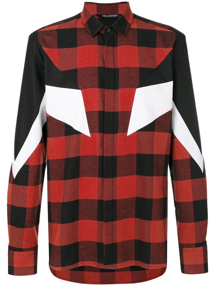Neil Barrett - Graphic Check Shirt - Men - Cotton - 38, Black, Cotton
