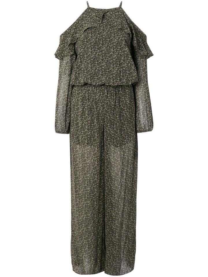 Michael Kors - Cut-out Floral Jumpsuit - Women - Polyester - 2, Black, Polyester