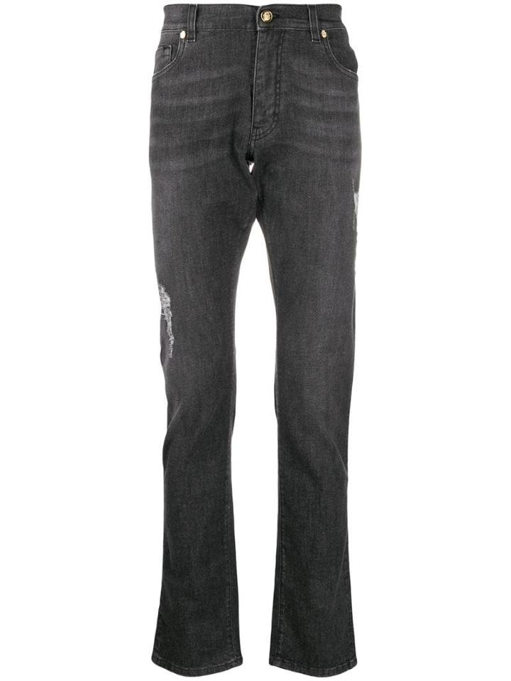 Billionaire Distressed Straight-leg Jeans - Black