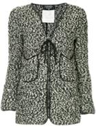 Chanel Pre-owned Flocked Tied Cardigan - Black