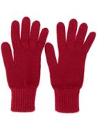 Pringle Of Scotland Gloves With Ribbed Details - Red