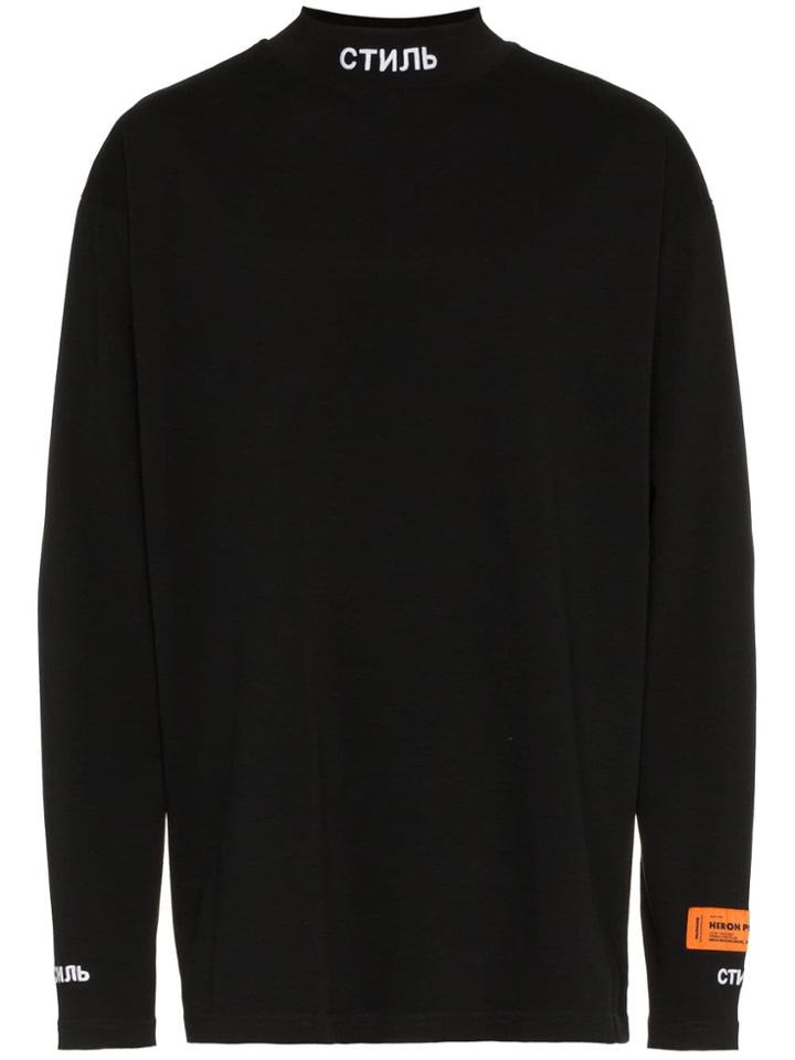 Heron Preston Ctnmb Print High Neck Cotton Top - Black