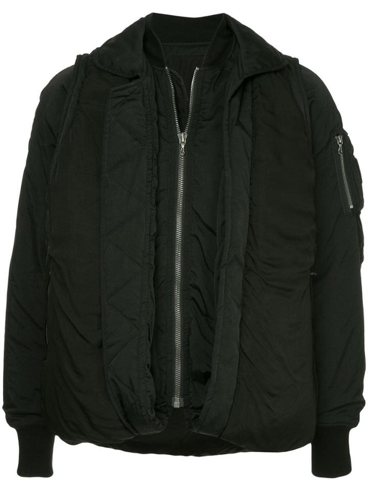 Julius Zipped Bomber Jackete - Black
