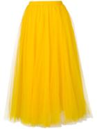 Rochas Full Chiffon Midi Skirt, Women's, Size: 38, Yellow/orange, Polyamide