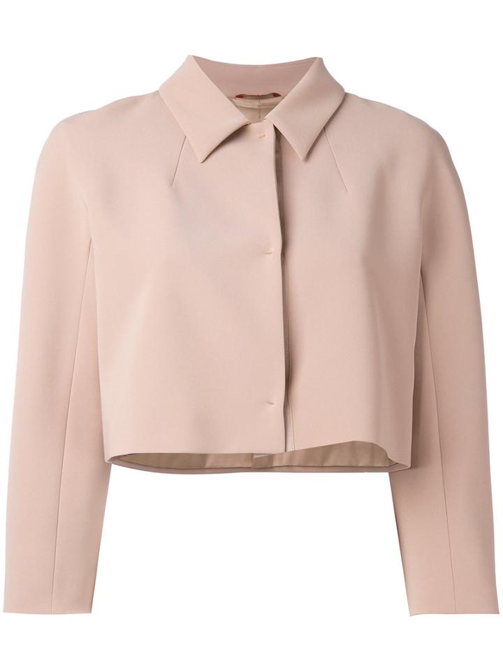 Max Mara Studio - Cropped Boxy Jacket - Women - Polyester/acetate/triacetate - 42, Nude/neutrals, Polyester/acetate/triacetate