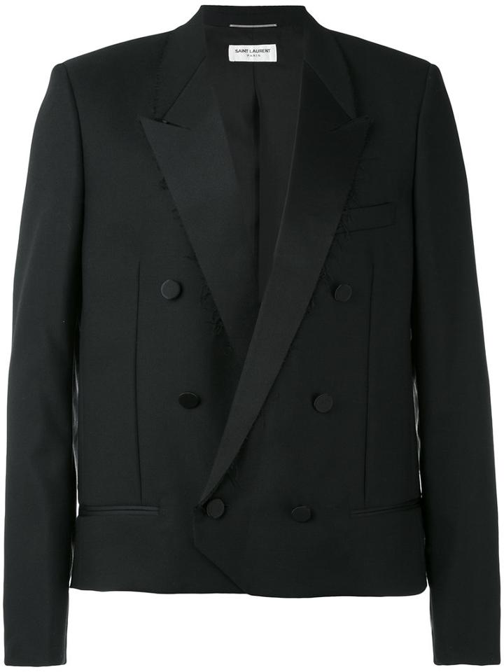 Saint Laurent - Double Breasted Jacket - Men - Silk/cotton/polyester/wool - 48, Black, Silk/cotton/polyester/wool