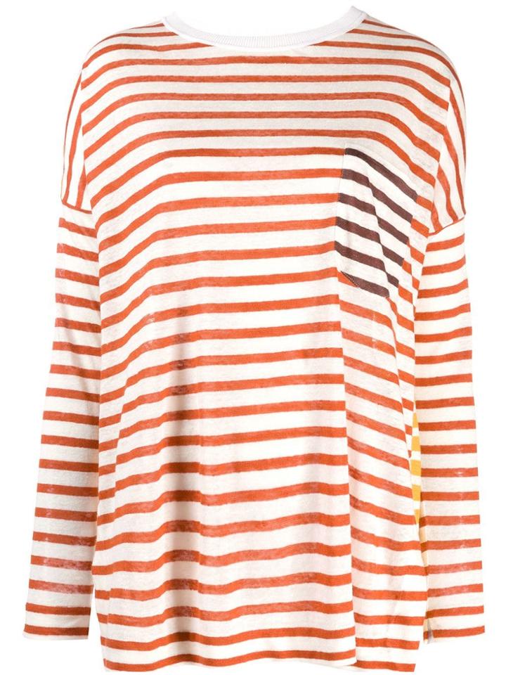 Loro Piana Striped Fine Knit Sweater - Orange