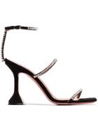 Amina Muaddi Gilda 95 Logo Embossed And Crystal Detail Sandals - Black