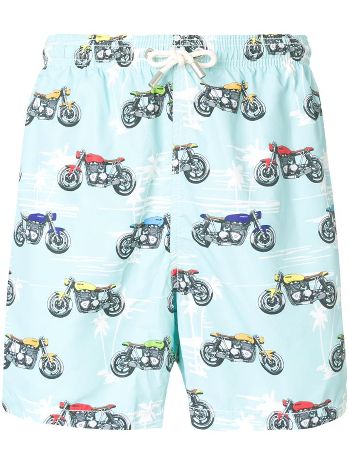 Mc2 Saint Barth Bike Print Swim Shorts - Blue