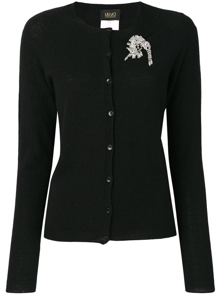 Liu Jo Brooch Embellished Cardigan - Black