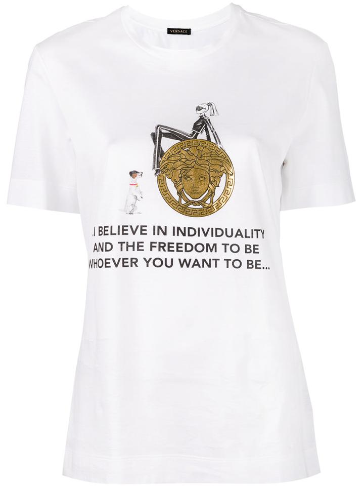 Versace - Printed Individuality T-shirt - Women - Cotton - 44, White, Cotton