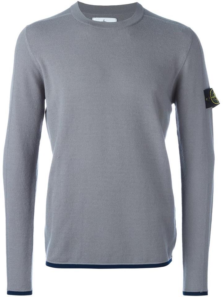 Stone Island Logo Patch Jumper, Men's, Size: Xl, Grey, Polyester/wool